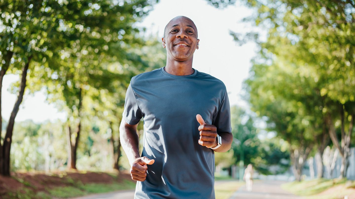 stock image from Getty of person out for a jog