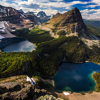 An aerial view of Egypt Lake in Banff National Park