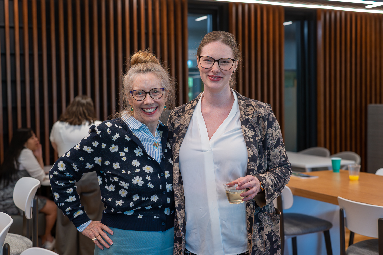 L to R: Prof. Annalise Acorn with Mandy MacLeod, '14 LLB, at Acorn's retirement reception