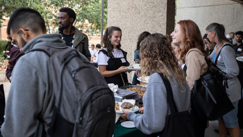 Law students attend the Dean's Welcome barbecue