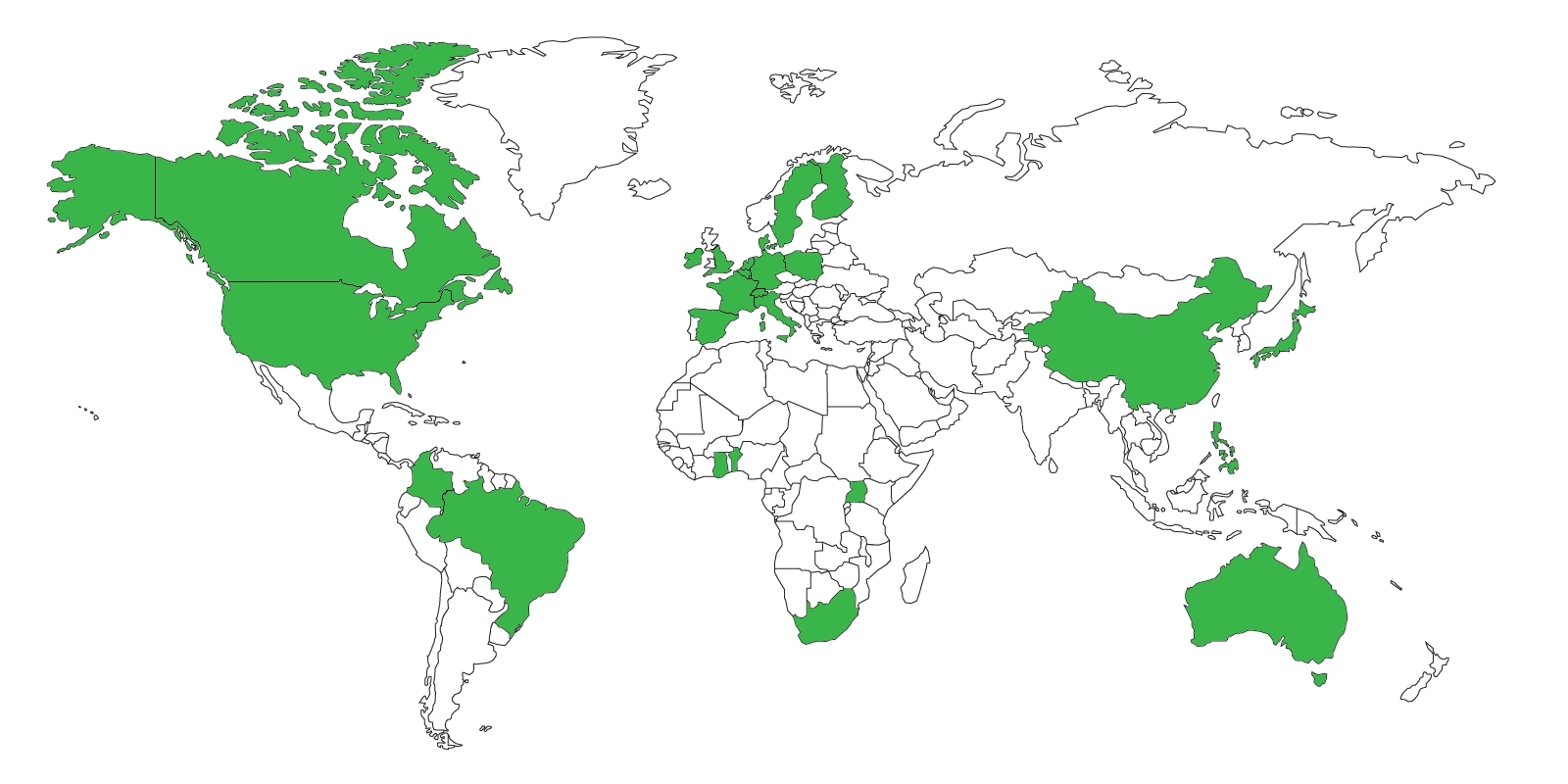 Map of the world showing the Li Ka Shing Institute of Virology Partners
