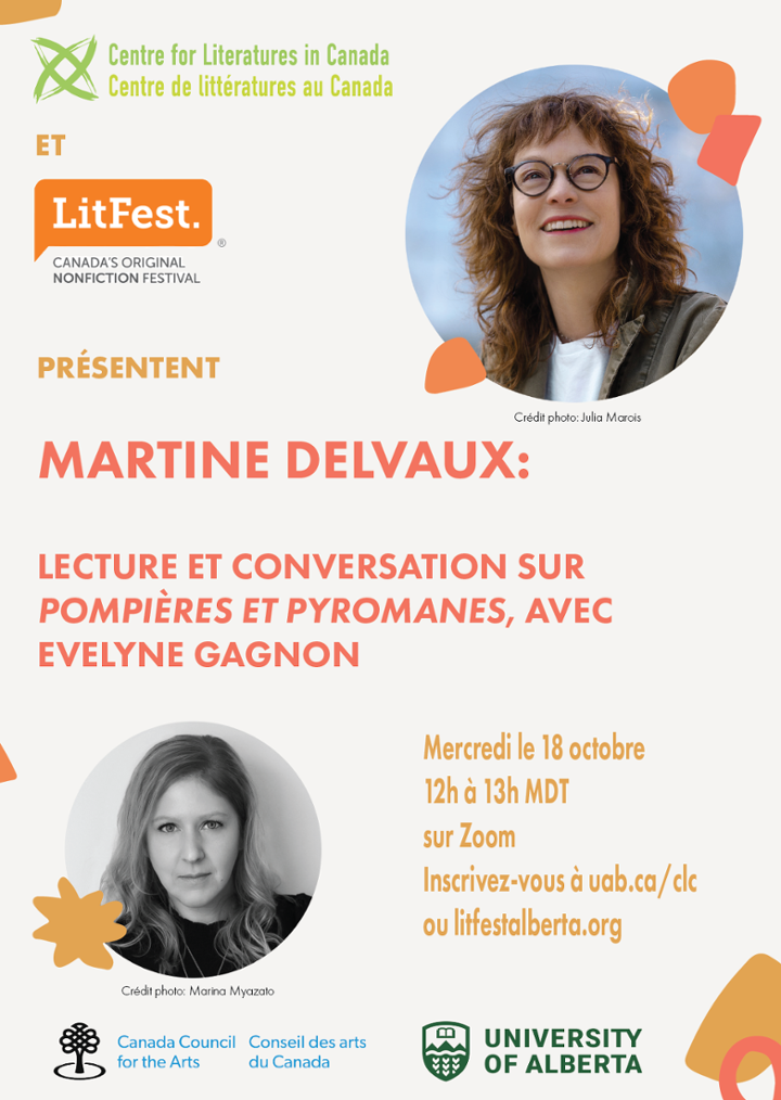 Poster for Martine Delvaux and Evelyne Gagnon LitFest Event