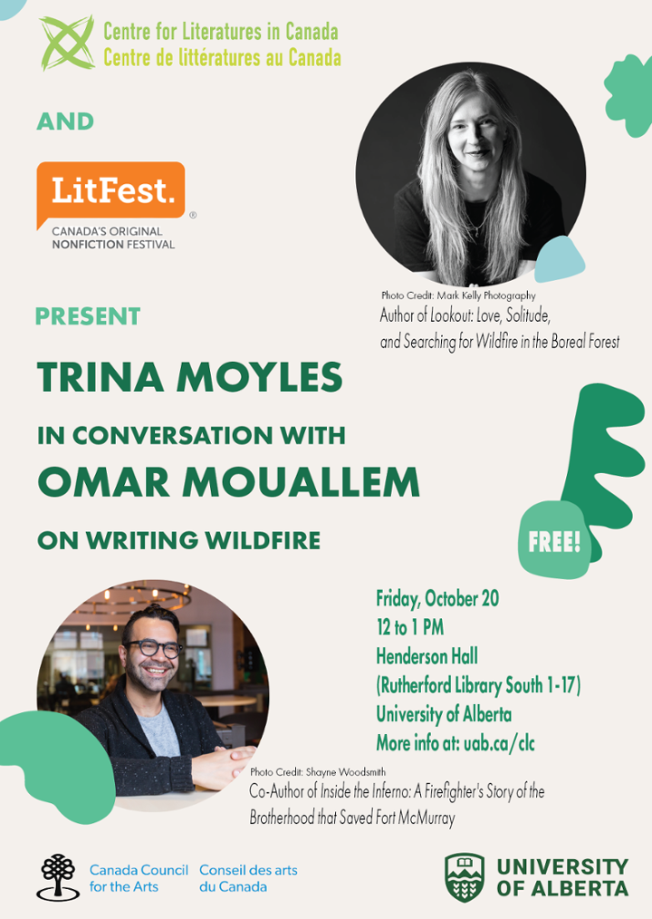 Poster for Trina Moyles and Omar Mouallem LitFest Event