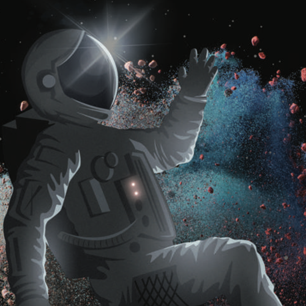 illustration of an astronaut floating in space