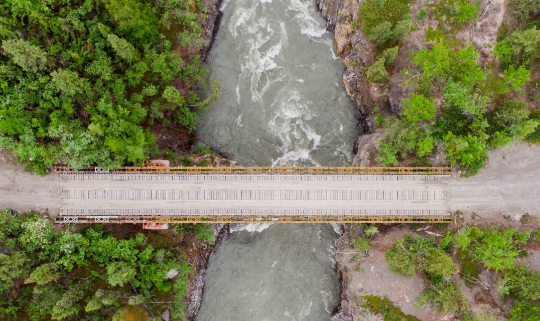 Aerial view of bridge across a river