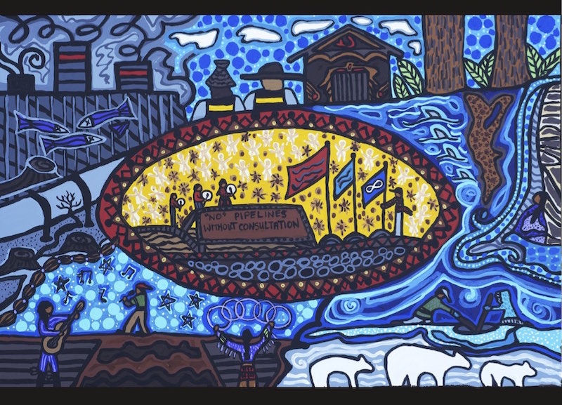 No pipelines without consultation - Leah Dorion - Painting