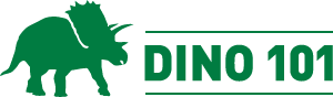 A silhouette of a triceratops next to the words Dino 101.