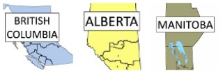 Small Maps of British Columbia, Alberta, Manitoba