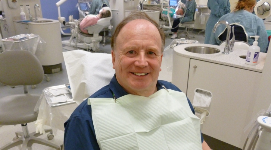 Robert Gimour, a repeat patient of the School of Dentistry's dental clinics