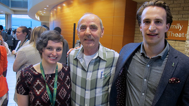Medical students Emily King and Todd Radostits with their patient mentor David Aitken
