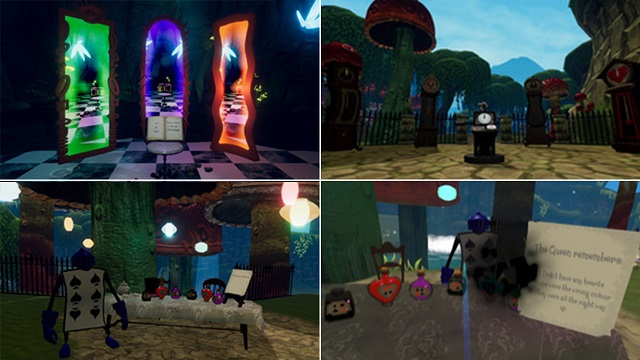 Scenes from the virtual reality game "Through the Looking Glass"