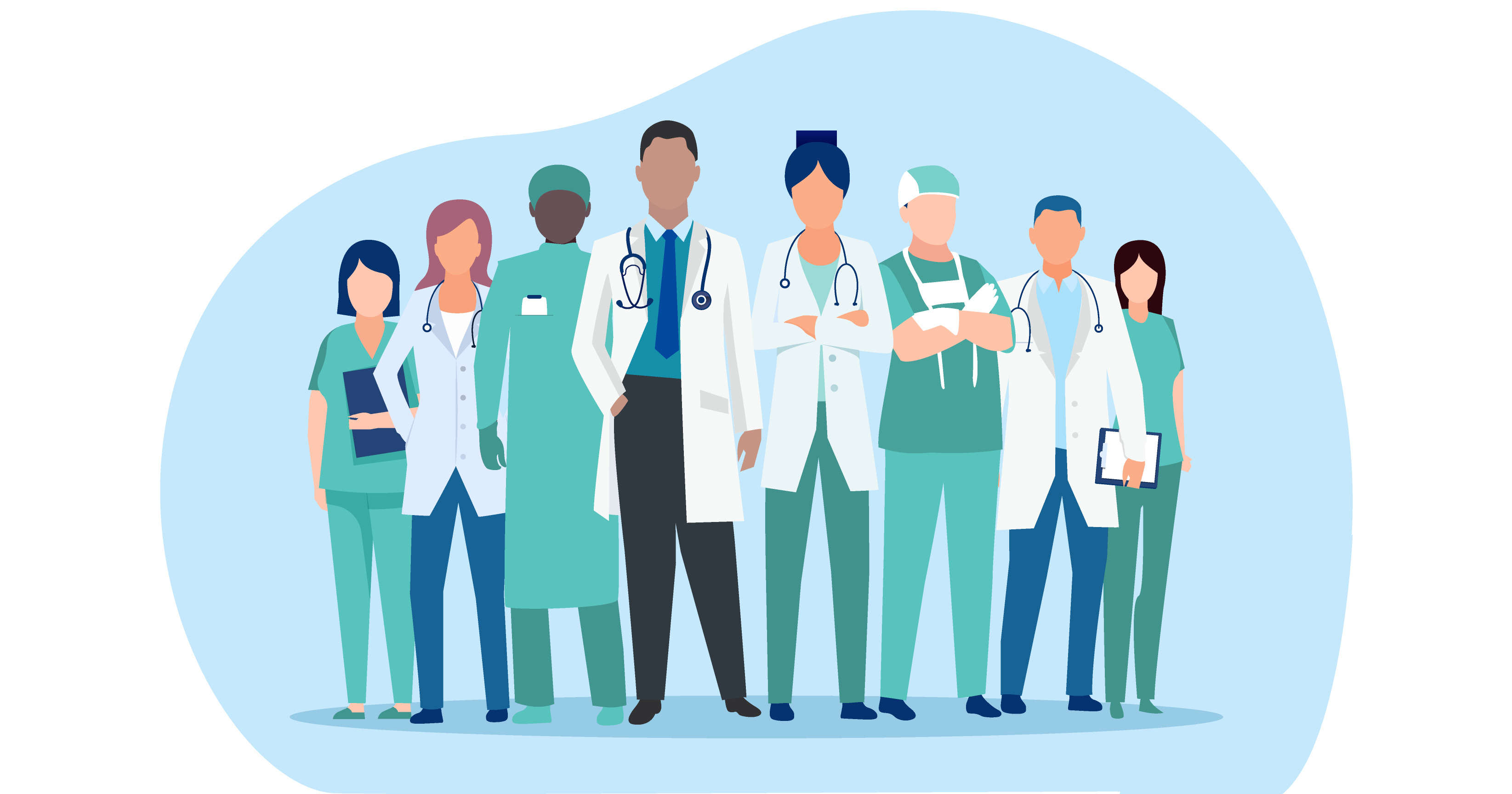 illustration of health professionals standing beside eachother