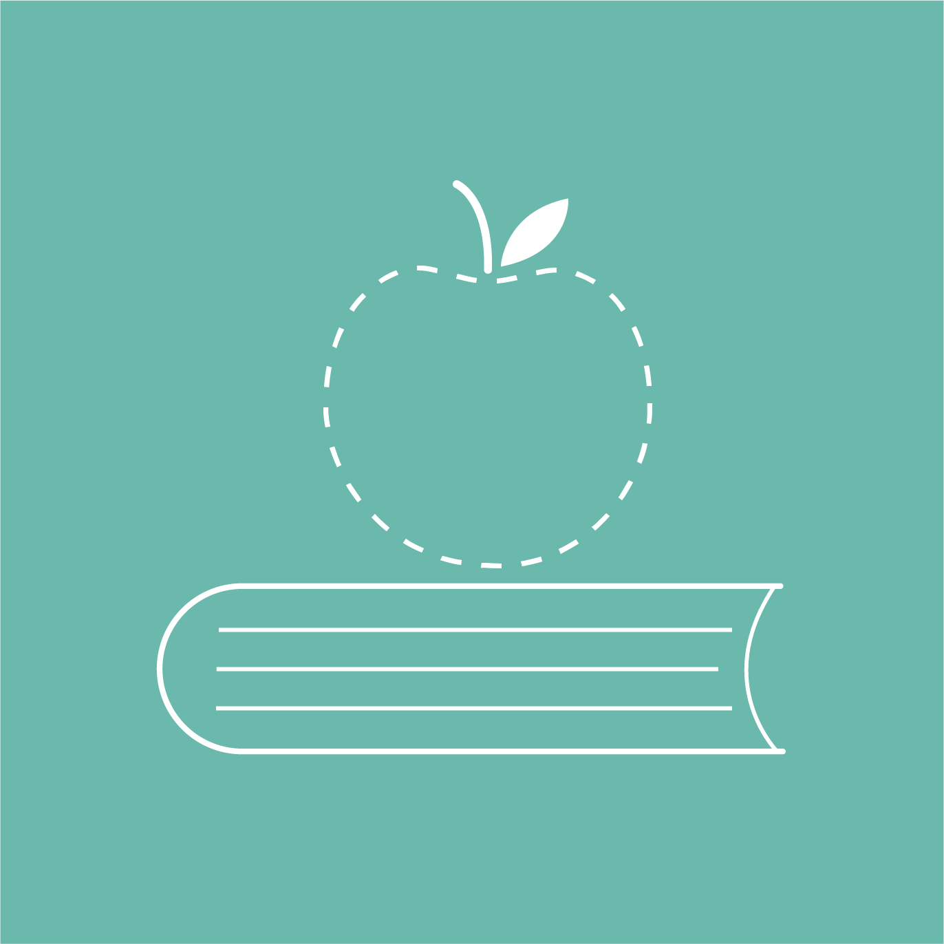 icon representing an apple and a book
