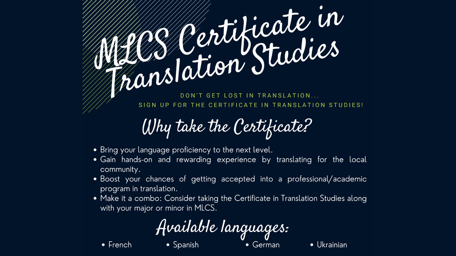 MLCS Certificate in Translation Studies