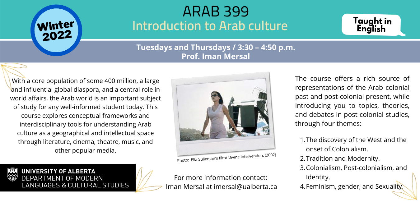 ARAB 399 Intro to Arab Culture - Mersal Winter 2022