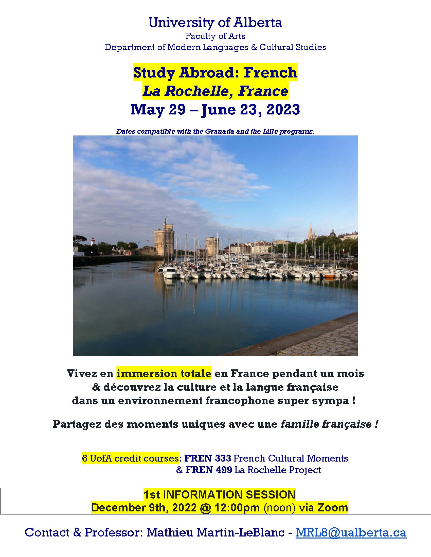 Study Abroad - La Rochelle information