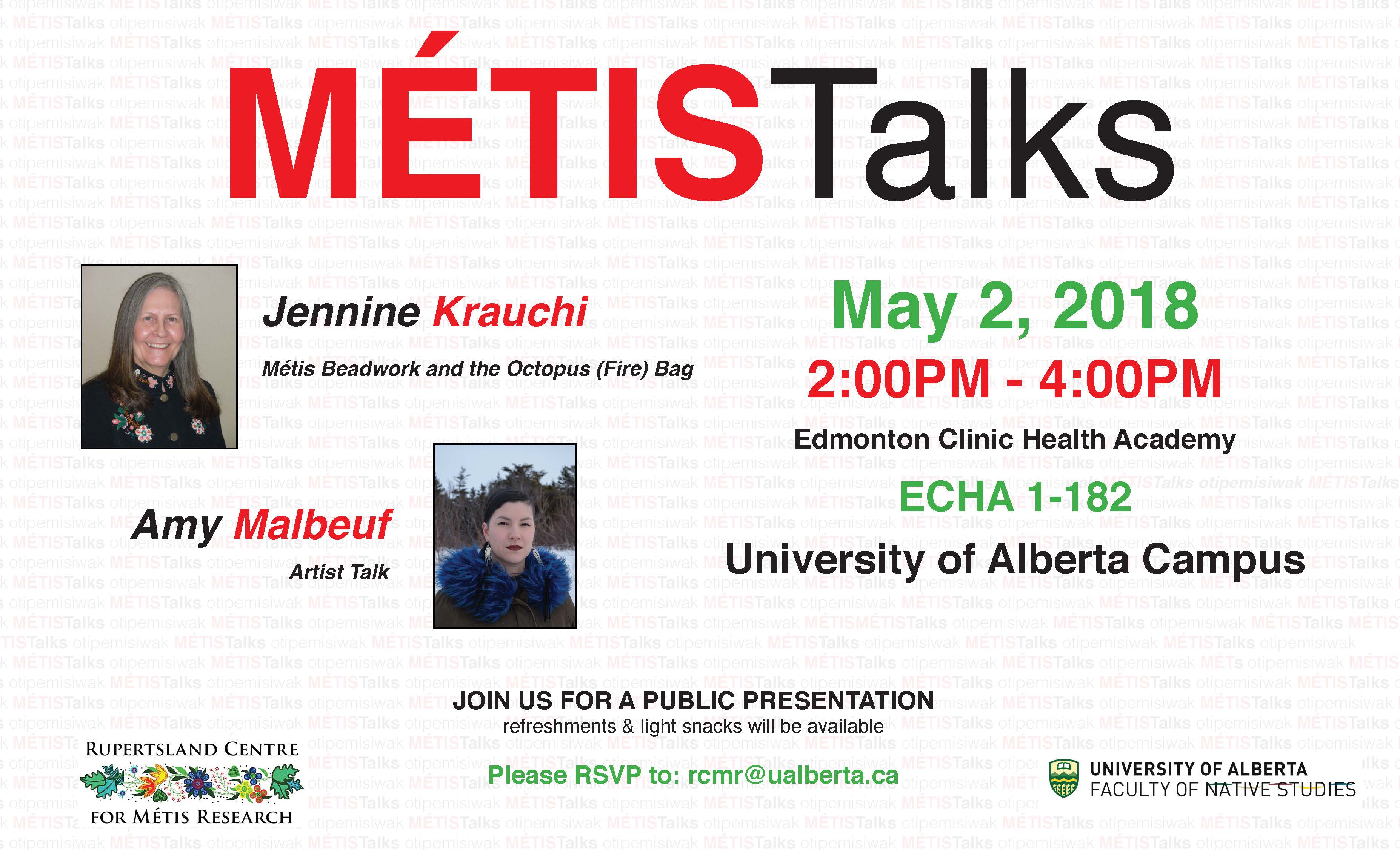 Métis Talks May 2nd @ 2:00pm poster