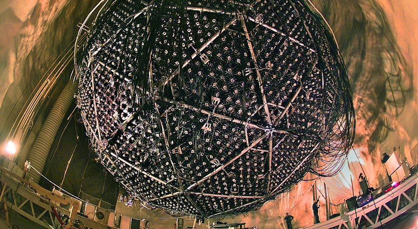 The SNO detector at the Sudbury Neutrino Observatory.