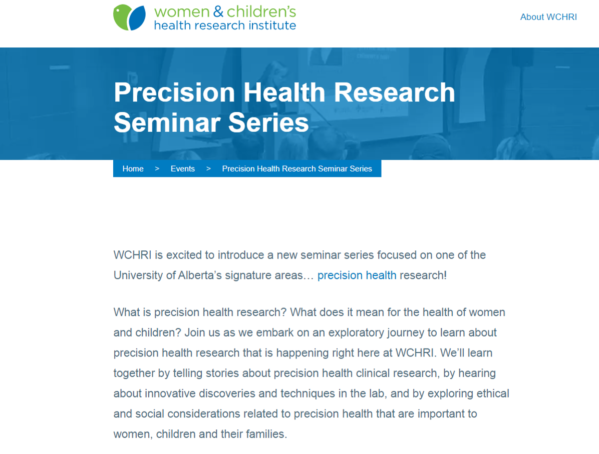 WCHRI precision health series introduction