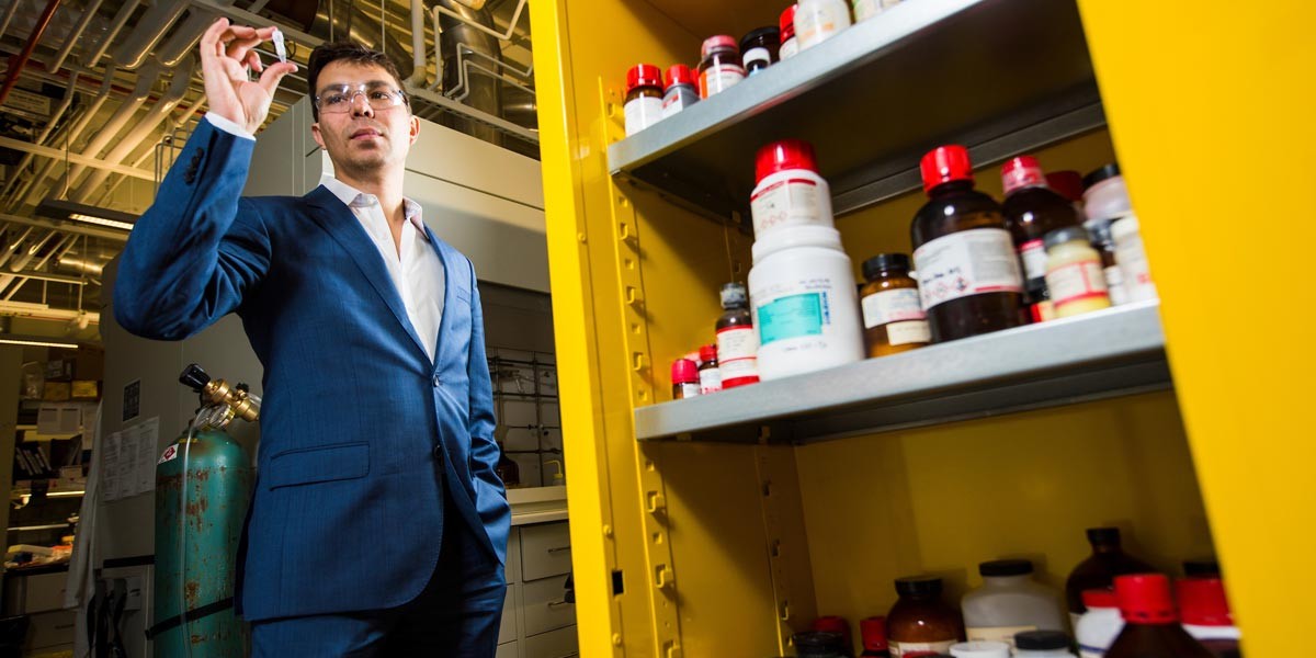 48Hour Discovery, a U of A spinoff company founded three years ago by chemist Ratmir Derda (pictured), is using its propriety technology to sift through billions of molecules in search of promising compounds that might be effective against COVID-19. (Photo: John Ulan)