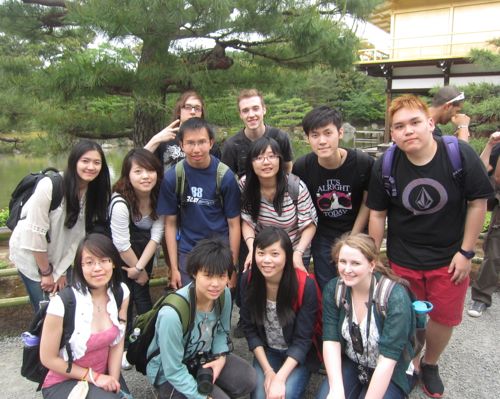 Students at Kinkakuji in Kyoto, Japan in 2012