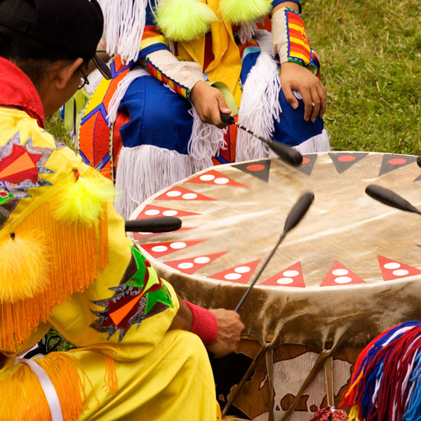 Photo of Indigenous drum circle.