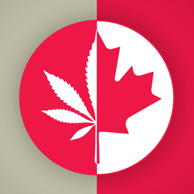 Canadian flag mixed with cannabis leaf