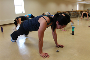 Norkio Major leads fitness classes over lunch at the University of Alberta Faculty of Rehabilitation Medicine.