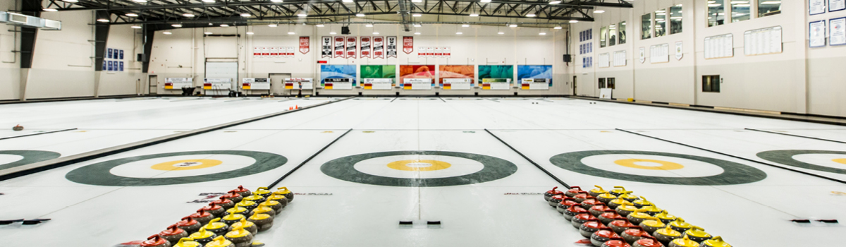 Ice sheets at the Saville Curling Centre prepped for a booked event