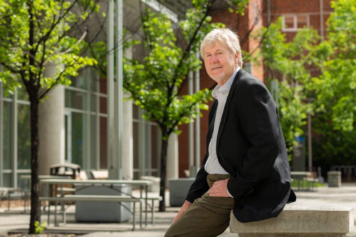 Frederick West, Dean of the Faculty of Science at the University of Alberta, pictured in front of CCIS.