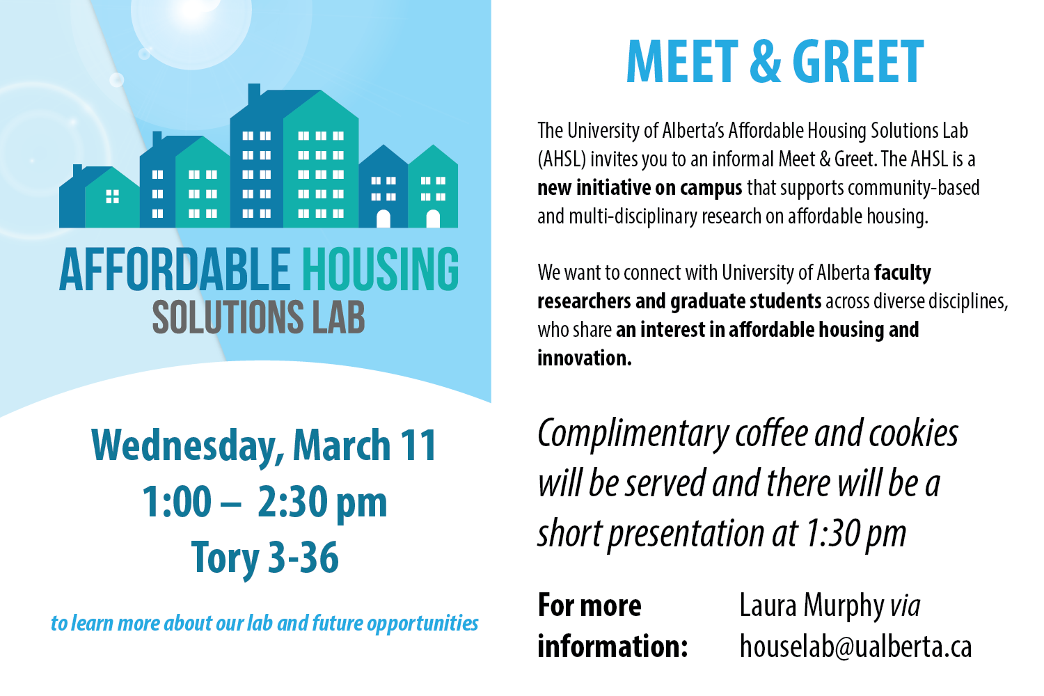 Affordable Housing Lab Meet and Greet event poster