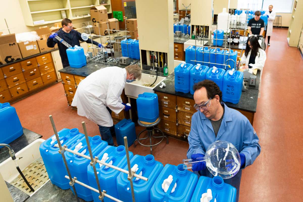 UAlberta chemists create hand sanitizer in a campus lab.