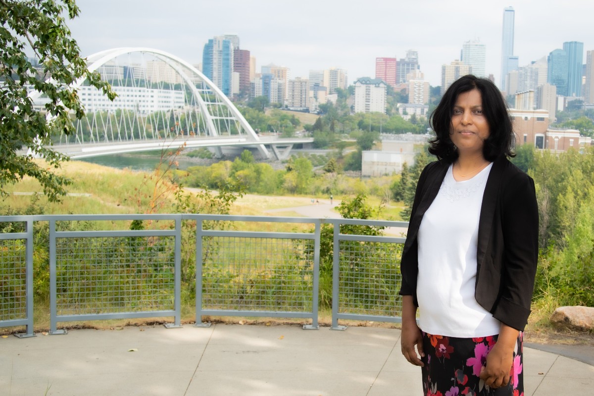 Post-doctoral researcher Nilusha Welegedara found that Edmonton has “urban heat islands” with significantly higher temperatures than surrounding rural areas in both summer and winter. (Photo: Matt Photo Videography)