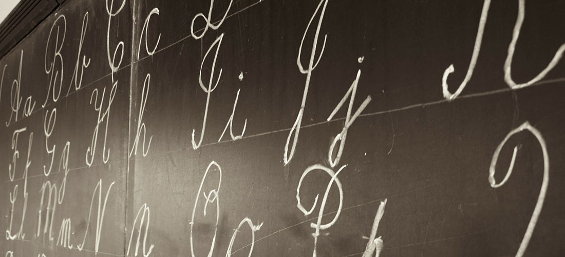 Letters on chalkboard