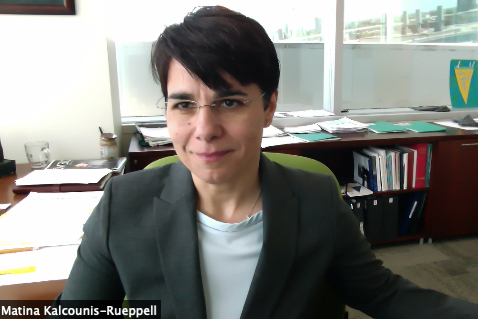Dean of Science Matina Kalcounis-Rueppell, pictured hosting a webinar.