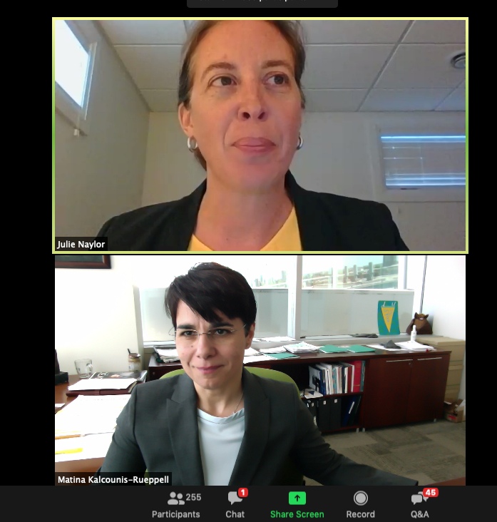 Assistant Dean (Programs & Operations) Julie Naylor and Dean of Science Matina Kalcounis-Rueppell hosting a webinar for parents of incoming first-year Faculty of Science students.