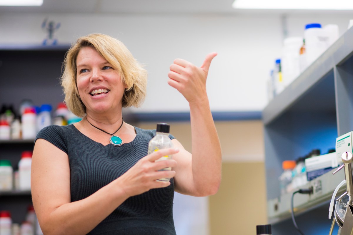 Professor Lisa Stein, pictured in her lab at the University of Alberta.