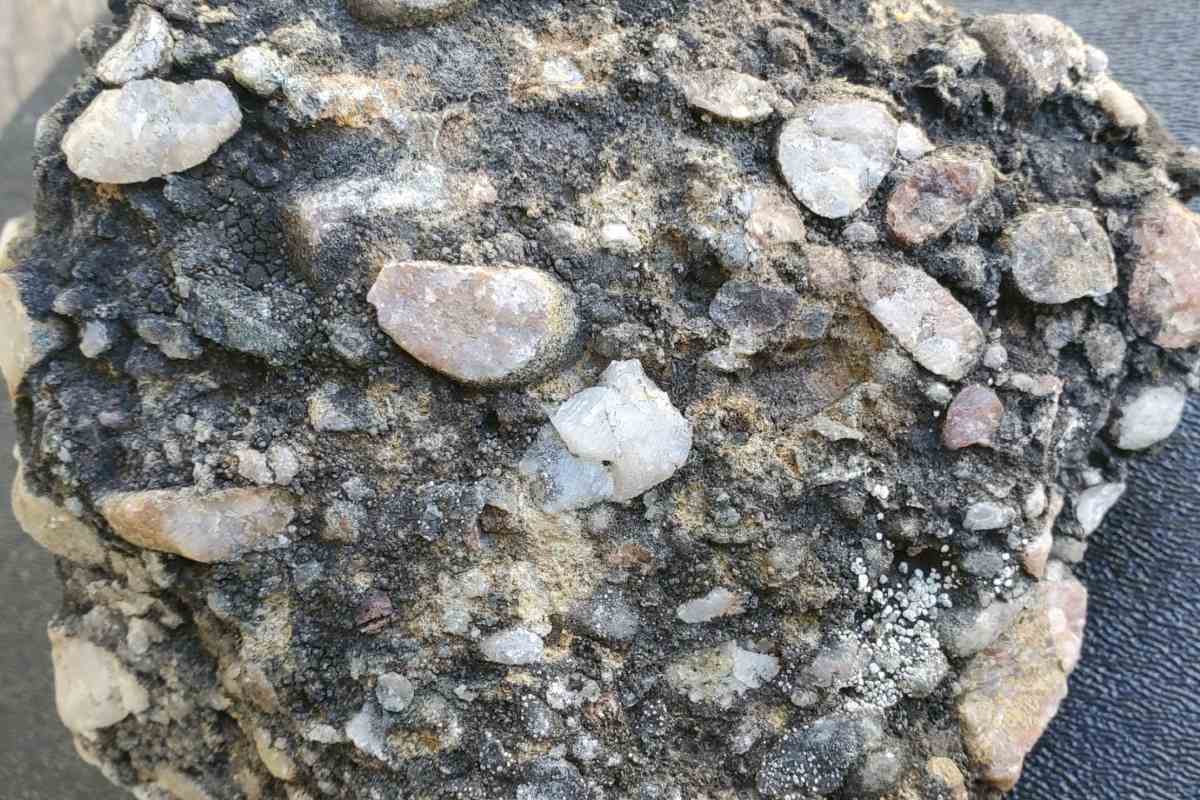 A sample of pebbly rock that U of A researchers took from an outcrop in Nunavut. The rock was found to contain both gold and diamonds—a rare combination similar to that found in the world's richest gold deposit in South Africa.