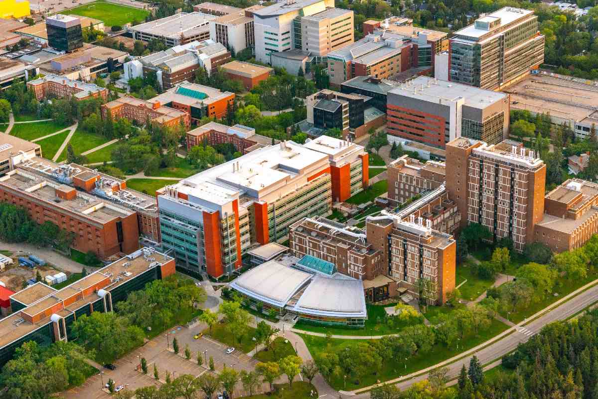An aerial photograph of the Faculty of Science at the University of Alberta.