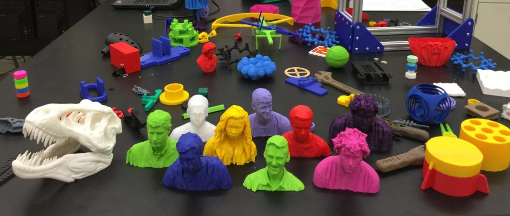 3D printed sculptures on a table