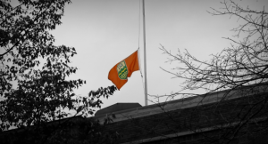 Lowering the flags to half-mast