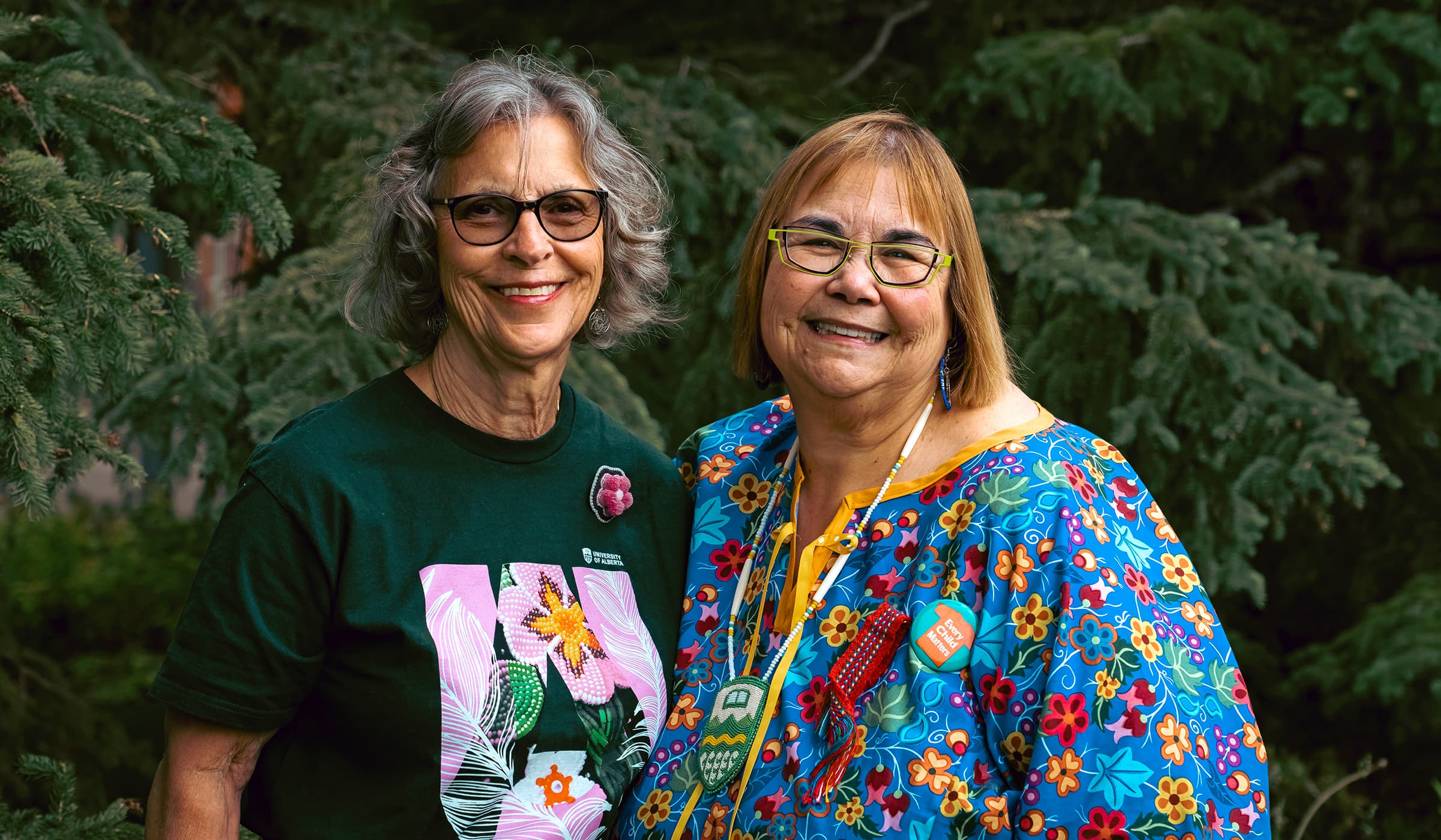 Alumna Dorothy Sutton and Florence Glanfield, vice-provost of Indigenous programming and research, before the event.