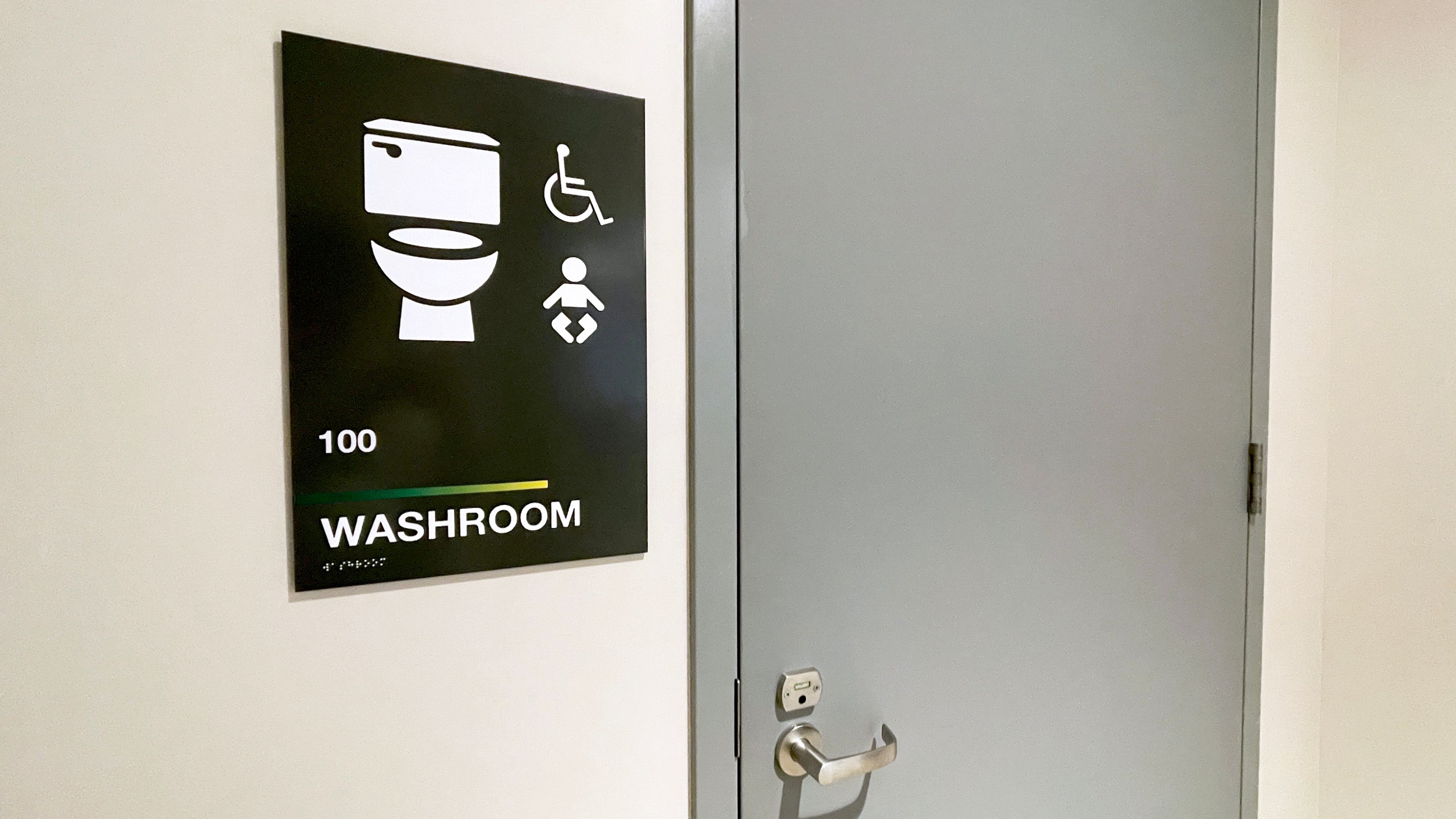 An all-gender washroom in Thelma Chalifoux Hall in Lister Centre on North Campus.
