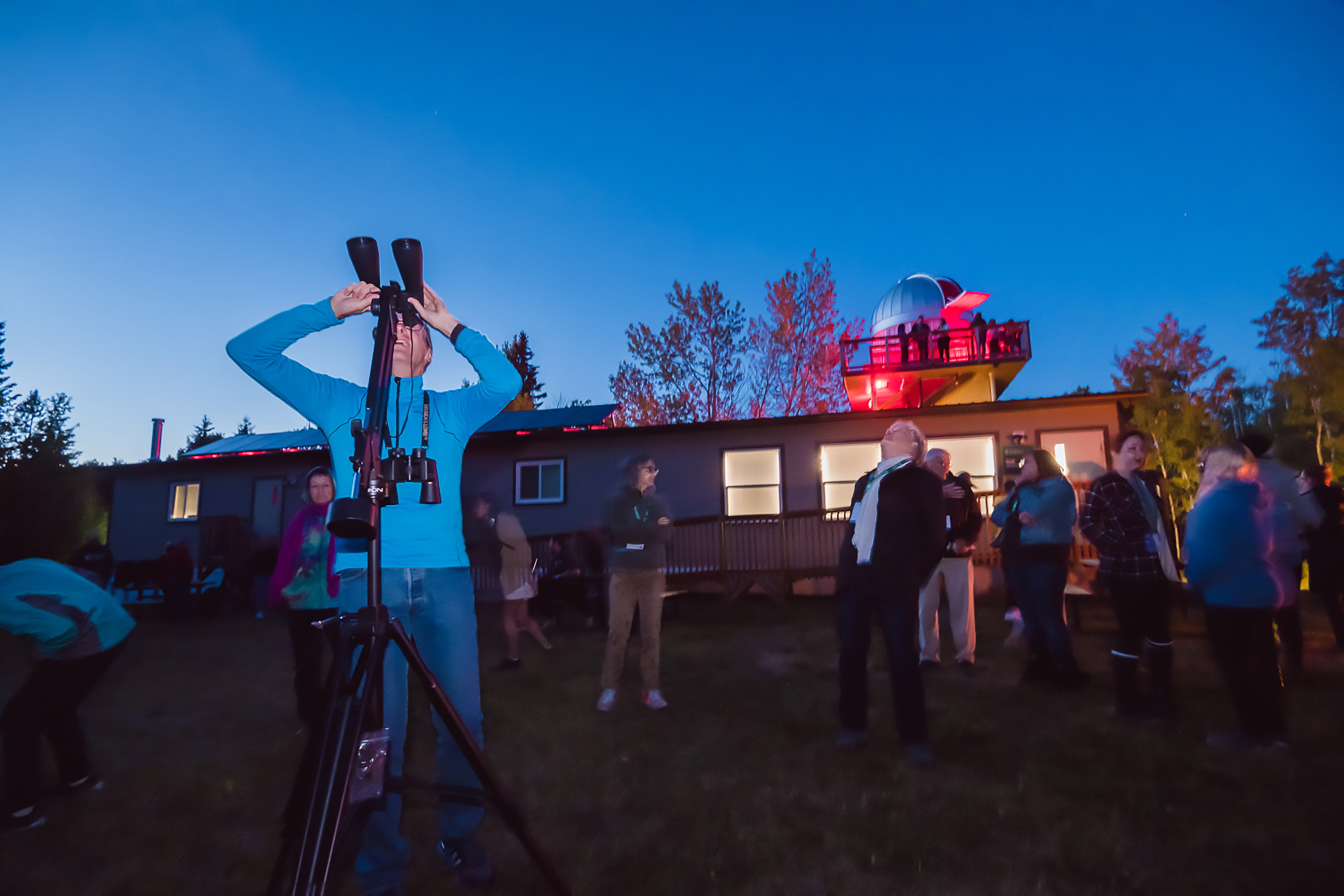 Looking at the night sky at the Hesje Observatory at Miquelon Lake