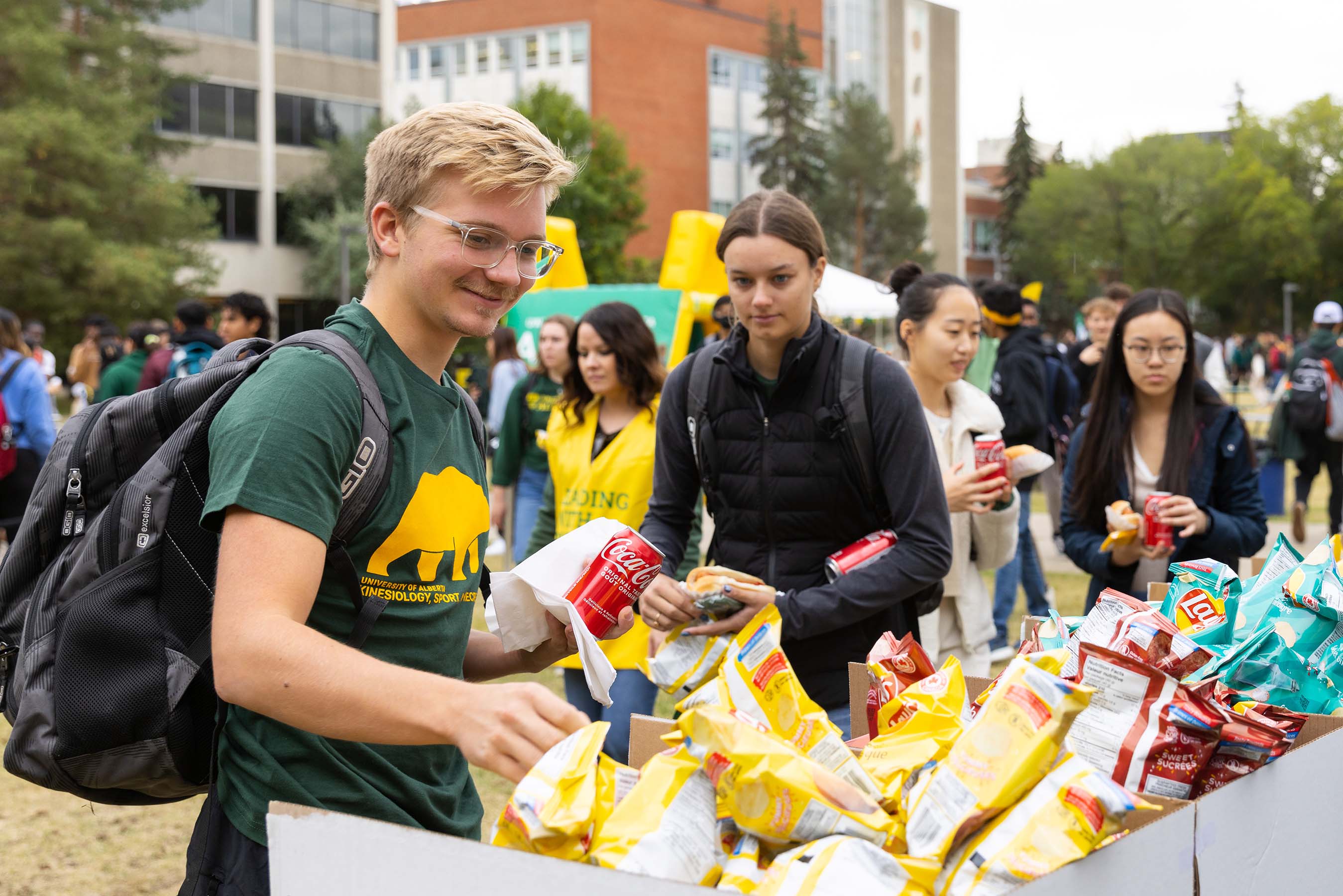 Participants enjoying food as part of the 2022 Green + Gold Day in Main Quad