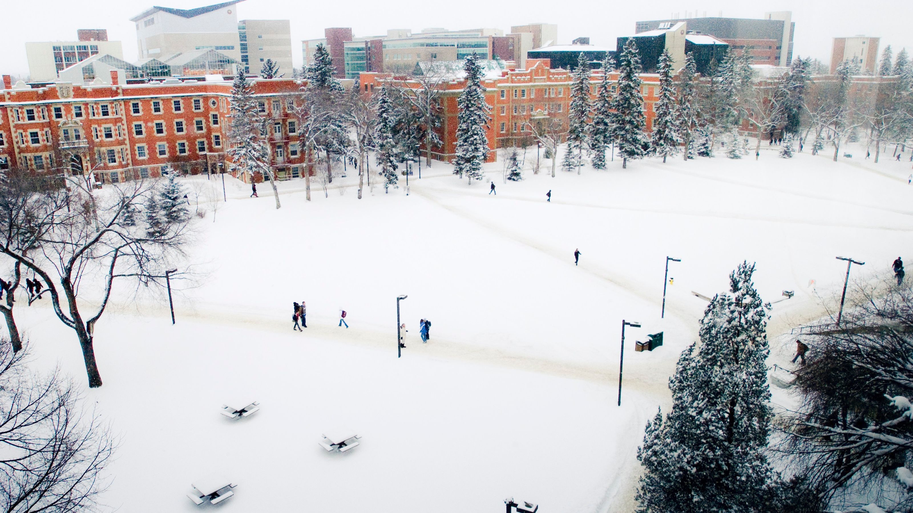 Winter aerial shot of North Campus