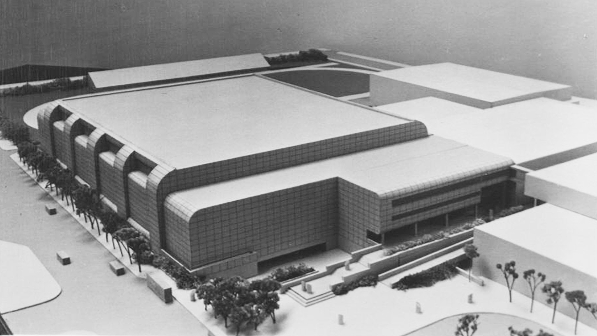 Photograph of a model of the University of Alberta Fieldhouse 1978-1983