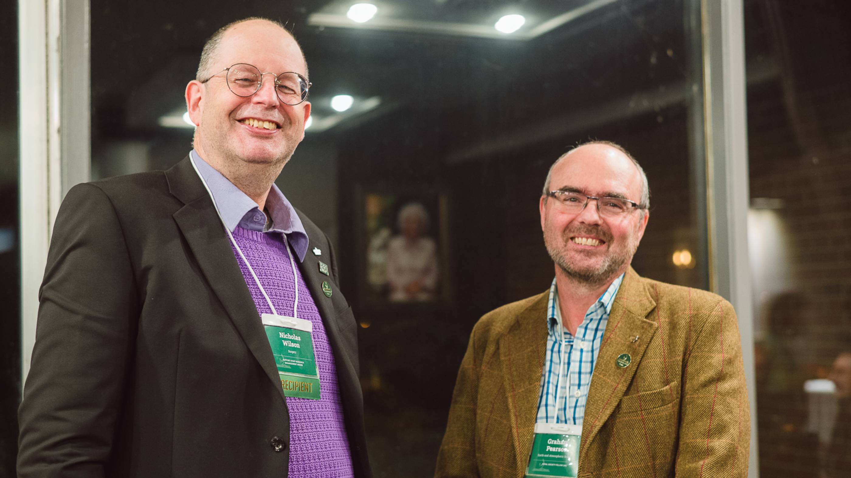Nicholas Wilson (left), a recipient of the Support Staff Research Enhancement Award and Graham Pearson (right), Royal Society (United Kingdom) Fellow