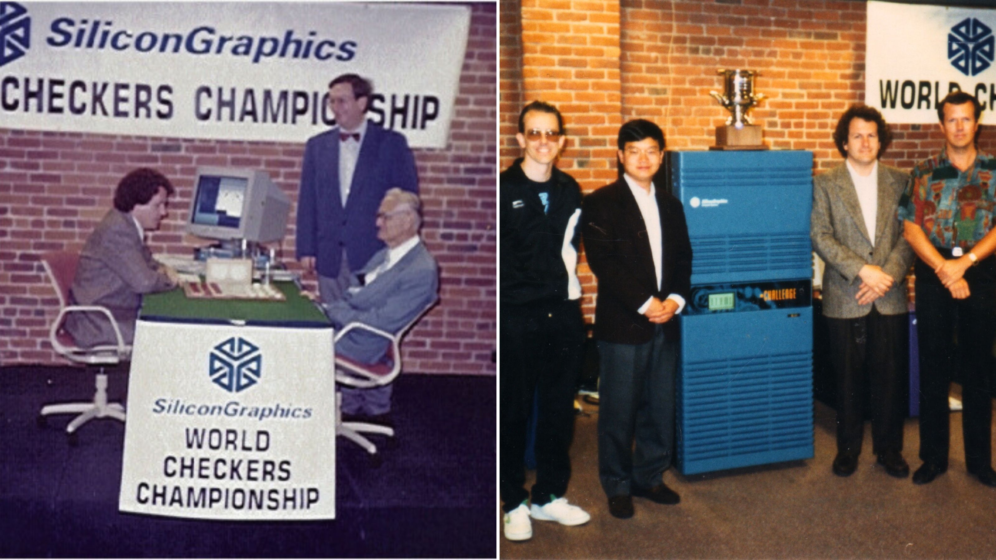Past photos of Jonathan Schaeffer and team at 19994 World Man-Machine Checkers Championship, Boston 1994.