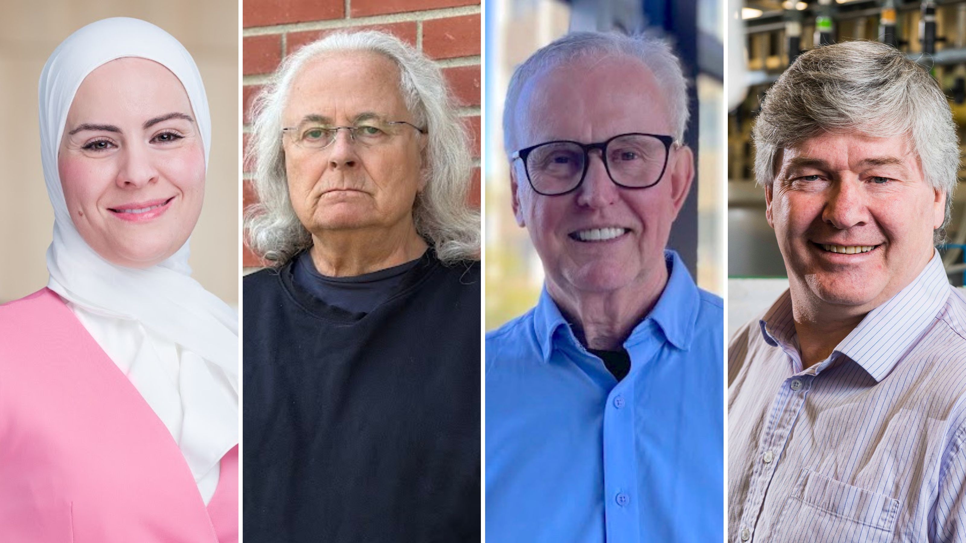 Recipients of the 2023 Awards for Faculty Excellence: Fatima Mraiche, Frank Tough, Greg Goss, David Olson